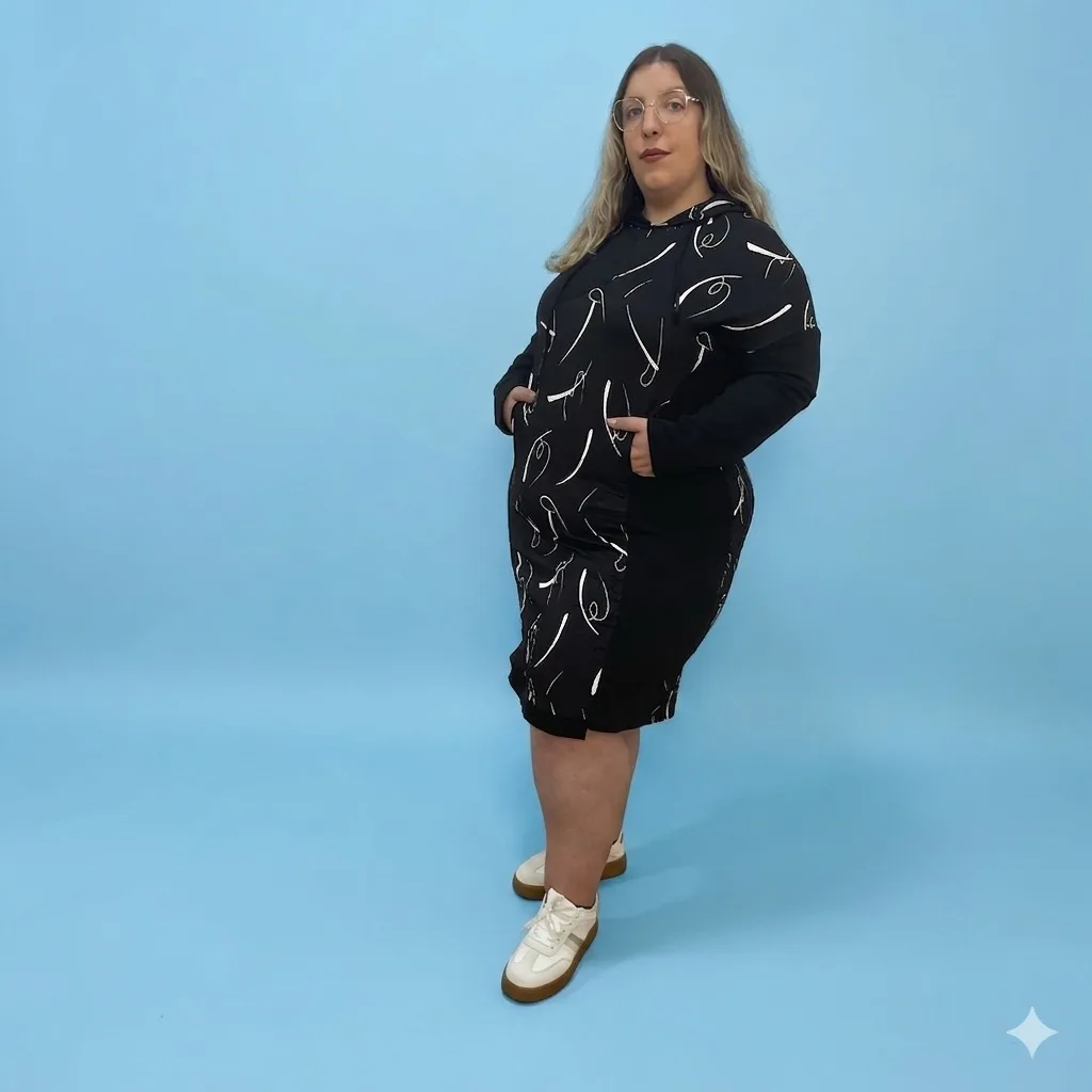 Vestido preto com riscos Fly